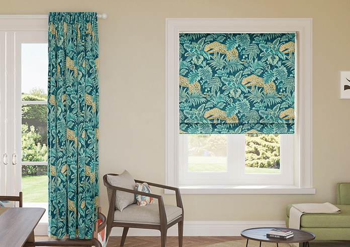 Leopard, Teal - Twist&Fit Roman Blind - Image 3